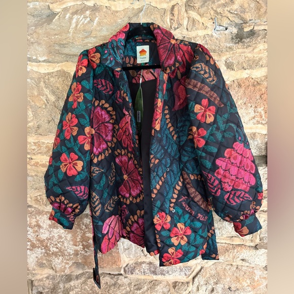 NWT Farm Rio quilted puffer belted jacket- size S - Picture 2 of 7